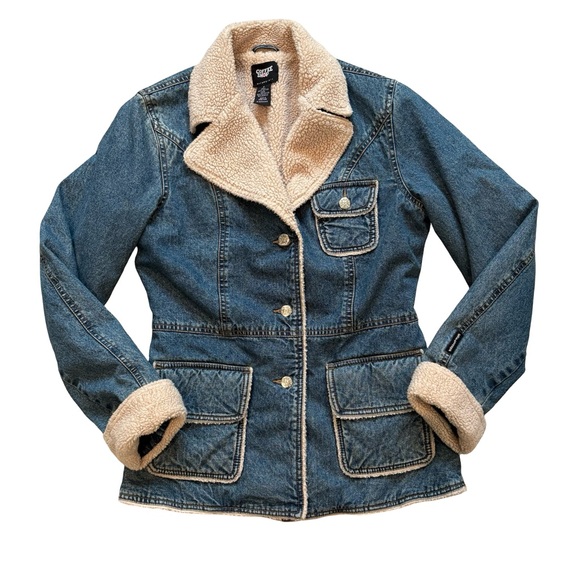 CoffeeShop Denim Jacket, Faux Fur Lining, Sz S - Picture 8 of 12